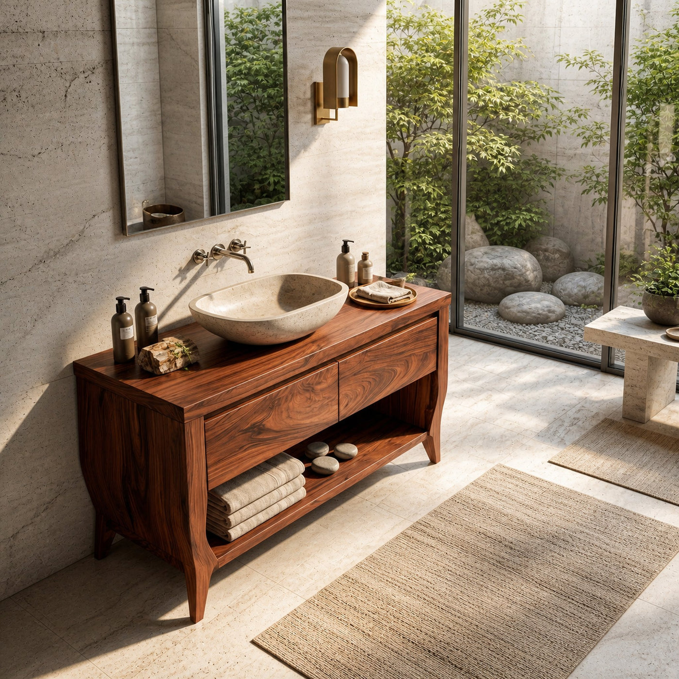 Contemporary Wooden Bathroom Vanity For Spa Or Bathroom - product view 3