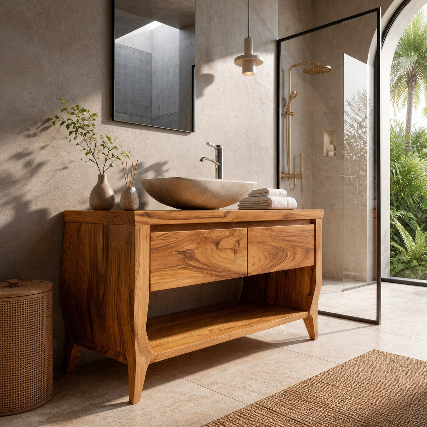 Contemporary Wooden Bathroom Vanity For Spa Or Bathroom - product view 5