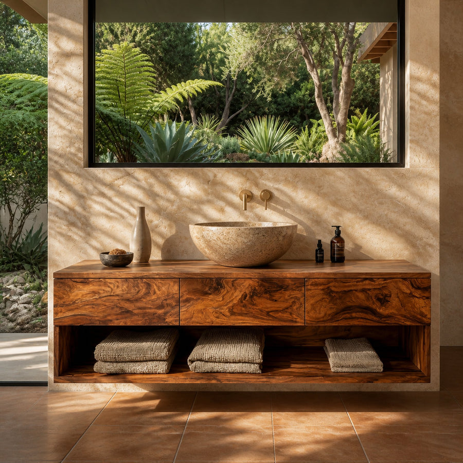 Contemporary Wooden Floating Bathroom Vanity With 3 Drawers For Bathroom
