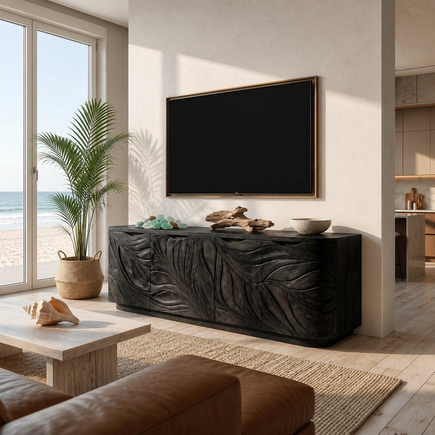 Contemporary Wooden Media Console For Urban Interior - product view 4