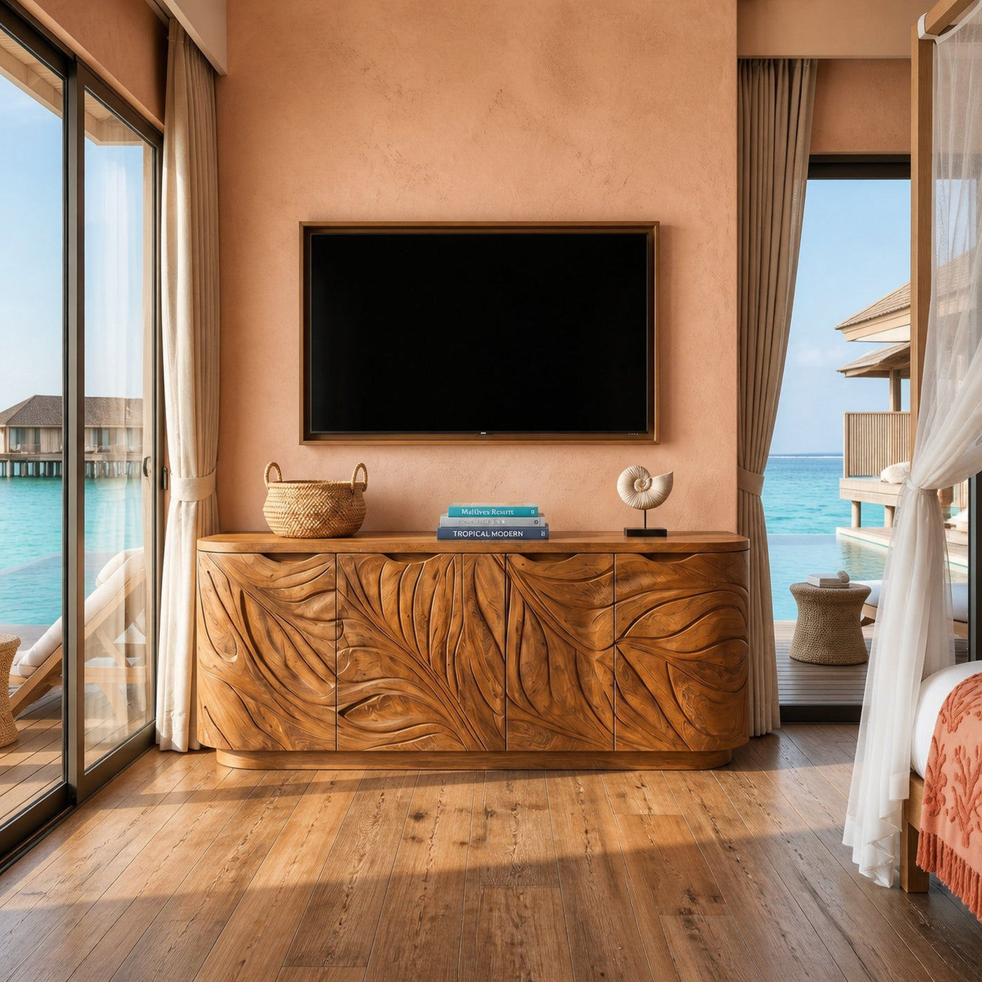 Contemporary Wooden Media Console For Urban Interior - product view 6