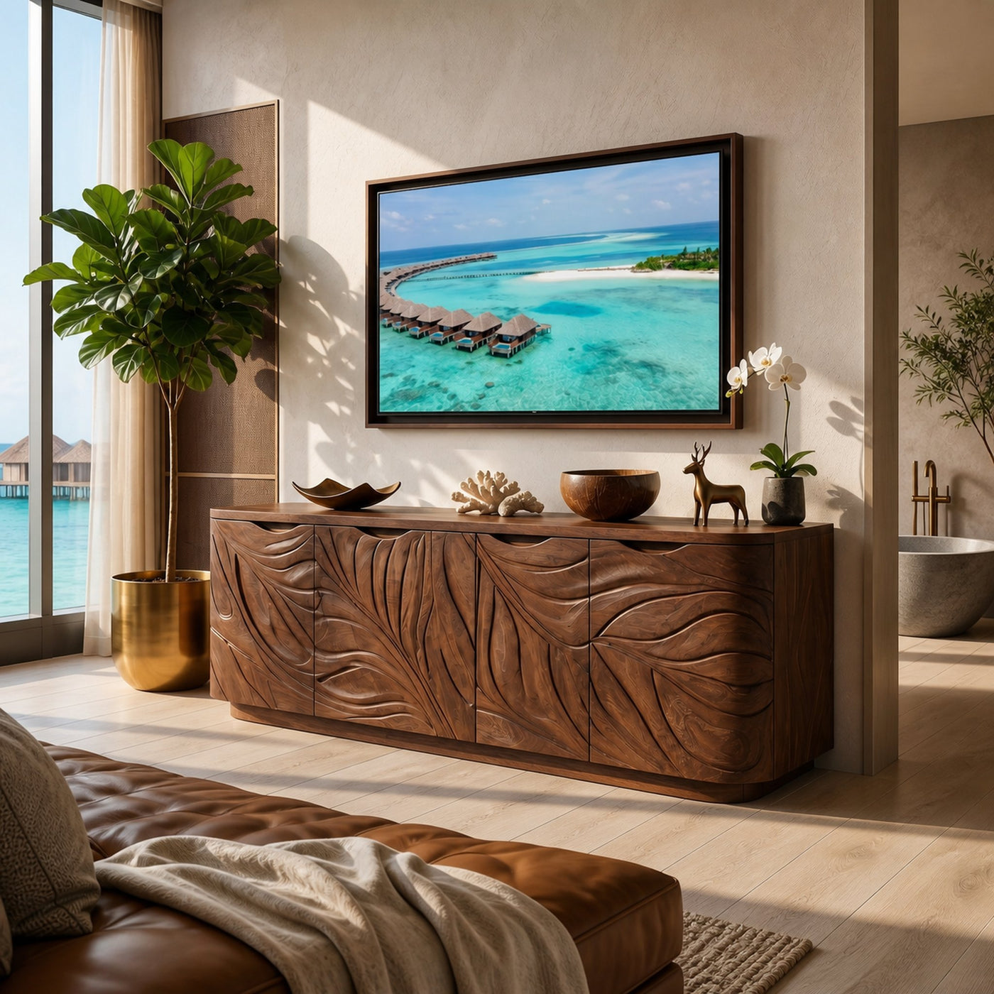 Contemporary Wooden Media Console For Urban Interior - product view 7
