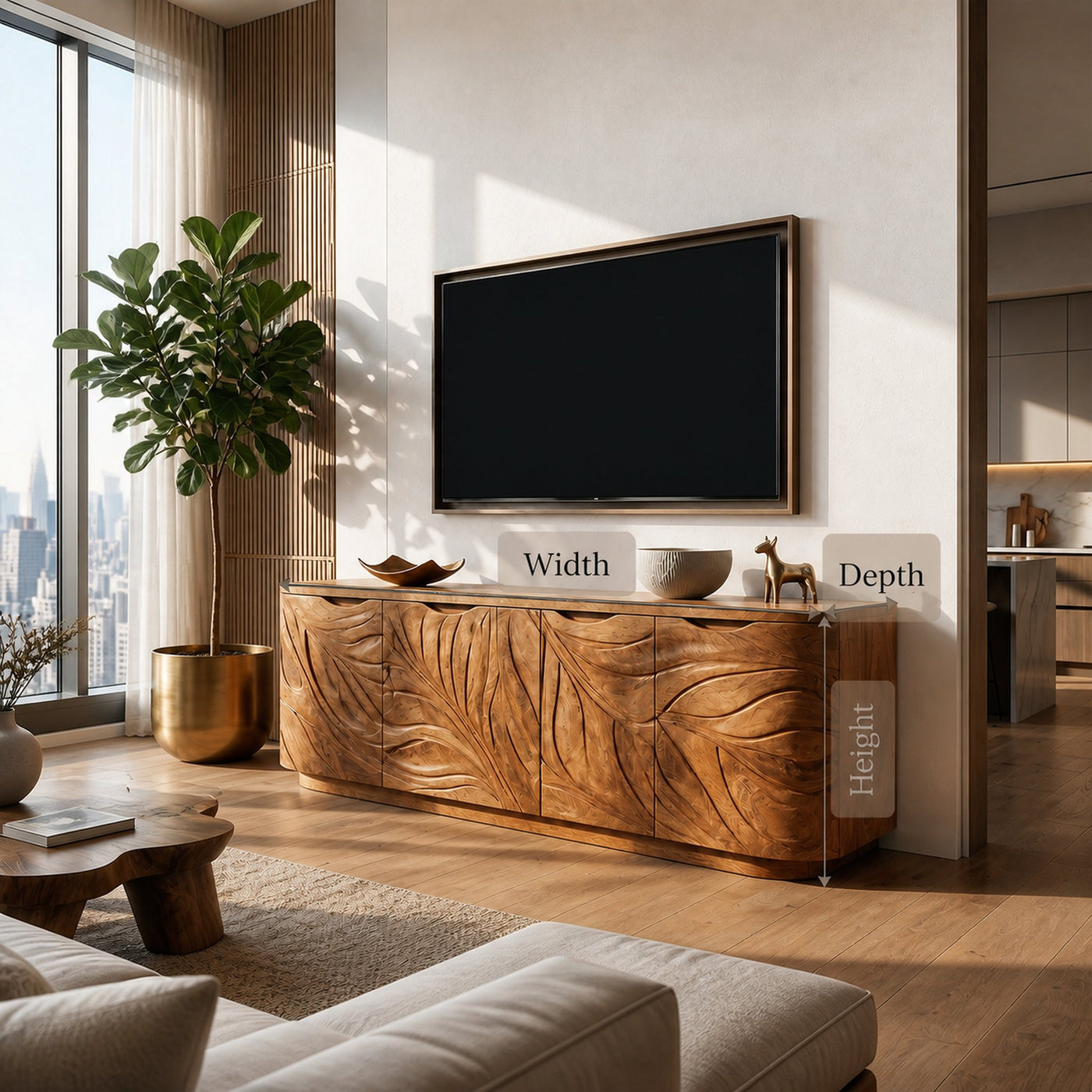 Contemporary Wooden Media Console For Urban Interior - product view 8