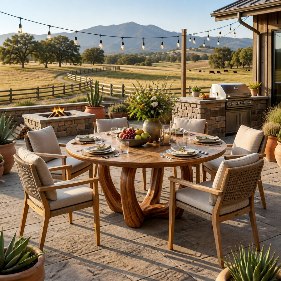 Elegant Wooden Round Dining Table For Dining Area