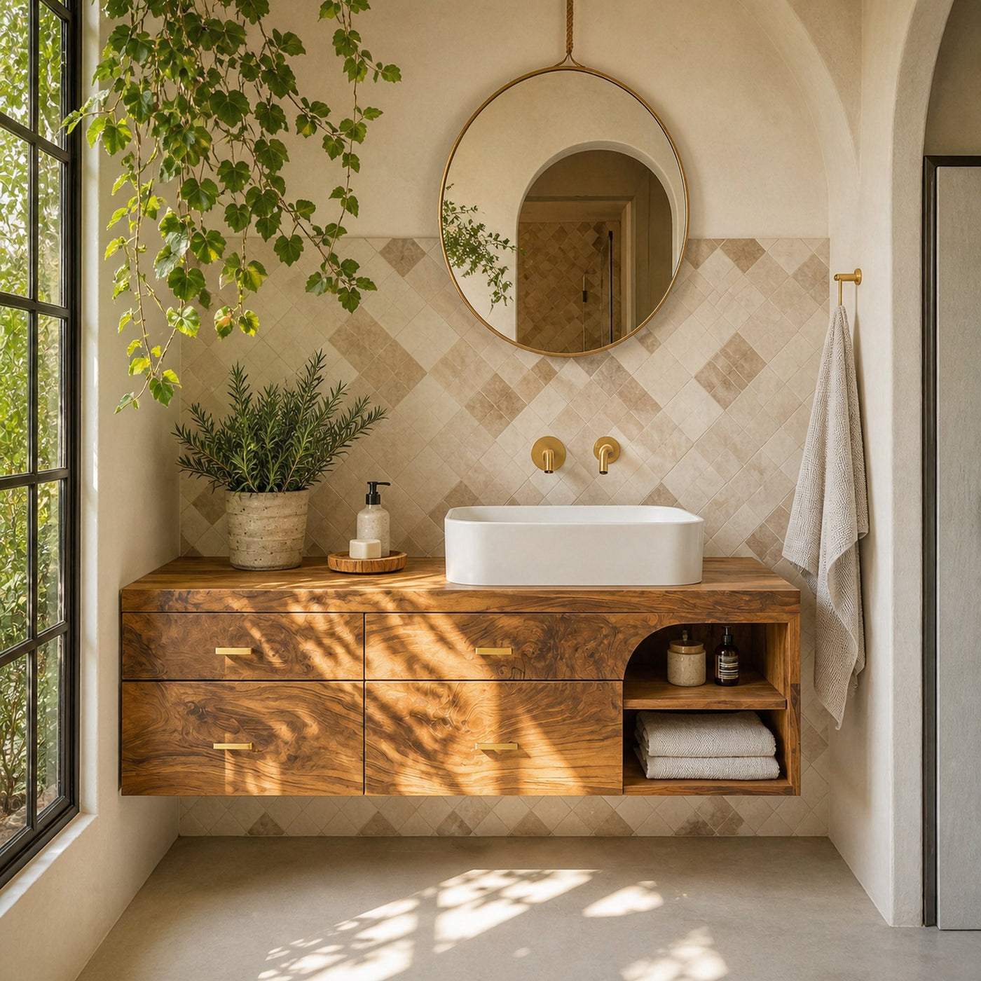 Farmhouse Bathroom Furniture With Floating Vanity - product view 2