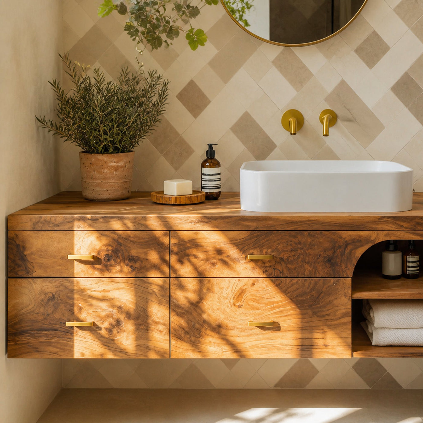 Farmhouse Bathroom Furniture With Floating Vanity - product view 3