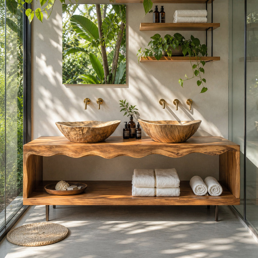Farmhouse Live Edge Vanity For Bathroom Wall Decor