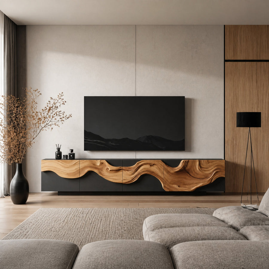 Farmhouse Media Console Cabinet For Living Room