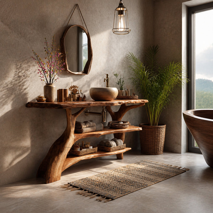 Farmhouse Solid Wood Bathroom Vanity For Cozy Bathroom Design Interior