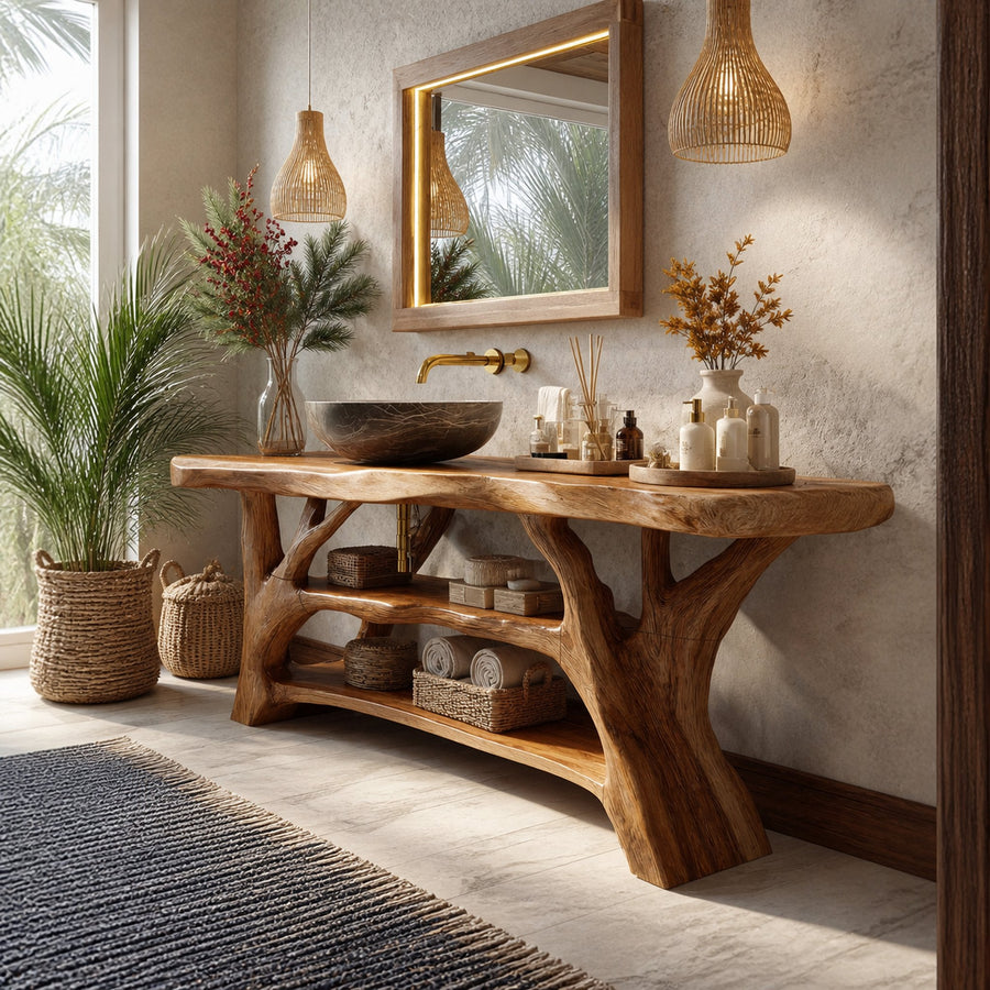 Farmhouse Solid Wood Bathroom Vanity For Farmhouse Furniture Interior