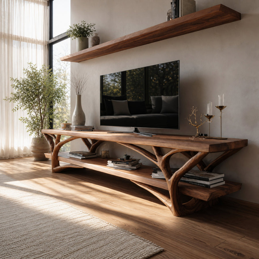 Farmhouse Solid Wood TV Console For Bedroom Furniture Design