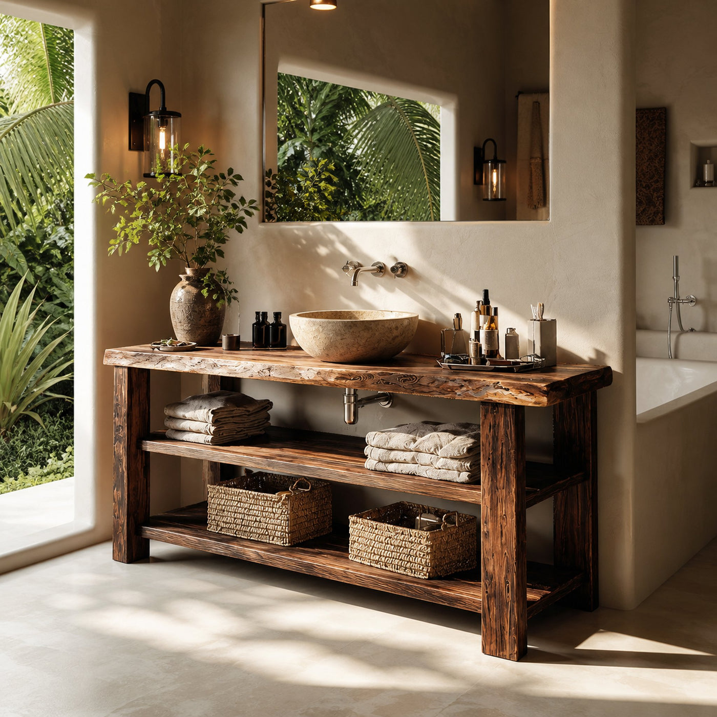 Farmhouse Vanity With Storage For Bathroom Decor Ideas - product view 3