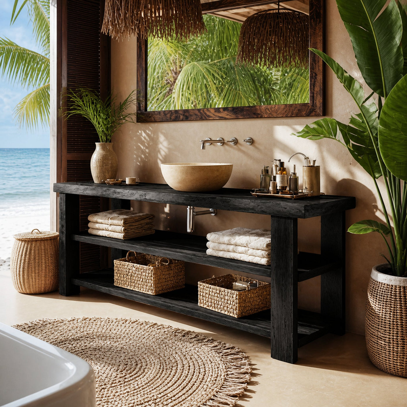 Farmhouse Vanity With Storage For Bathroom Decor Ideas - product view 4
