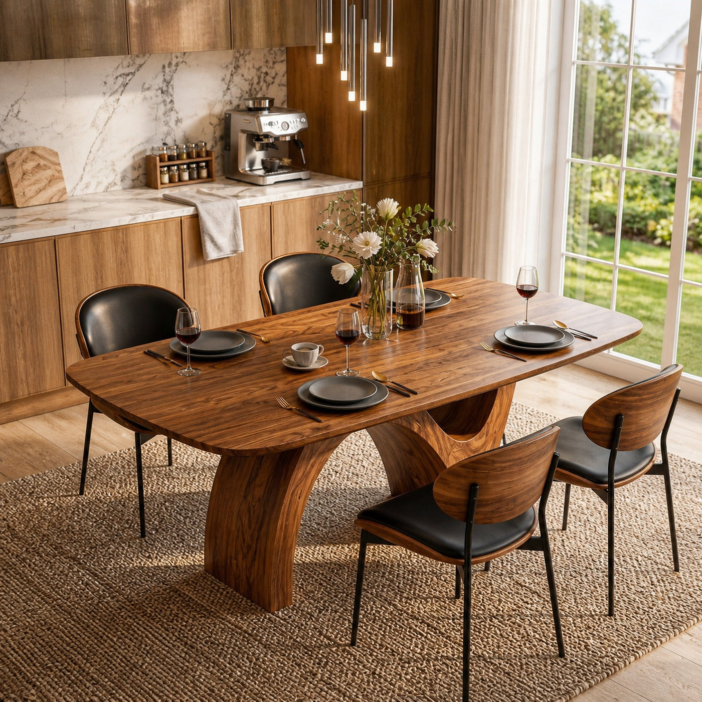 Farmhouse Wooden Dining Table With Organic Shape For Kitchen - product view 2