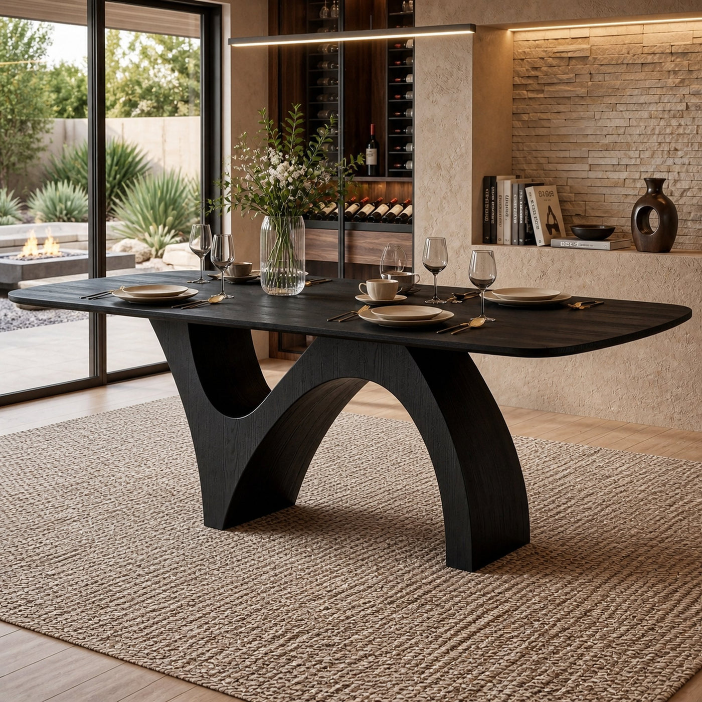Farmhouse Wooden Dining Table With Organic Shape For Kitchen - product view 4