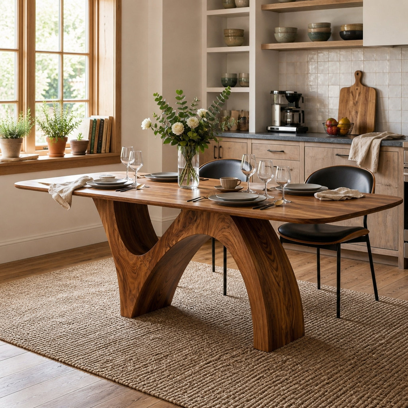 Farmhouse Wooden Dining Table With Organic Shape For Kitchen - product view 6