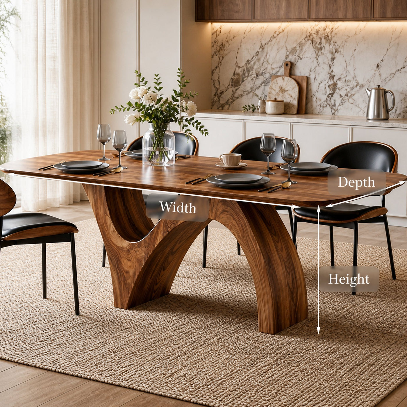 Farmhouse Wooden Dining Table With Organic Shape For Kitchen - product view 8