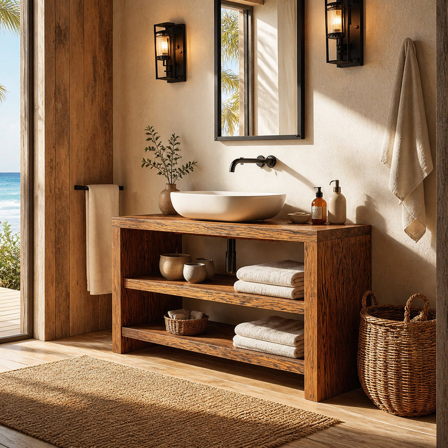 Farmhouse Wooden Vanity For Cozy Bathroom Spaces
