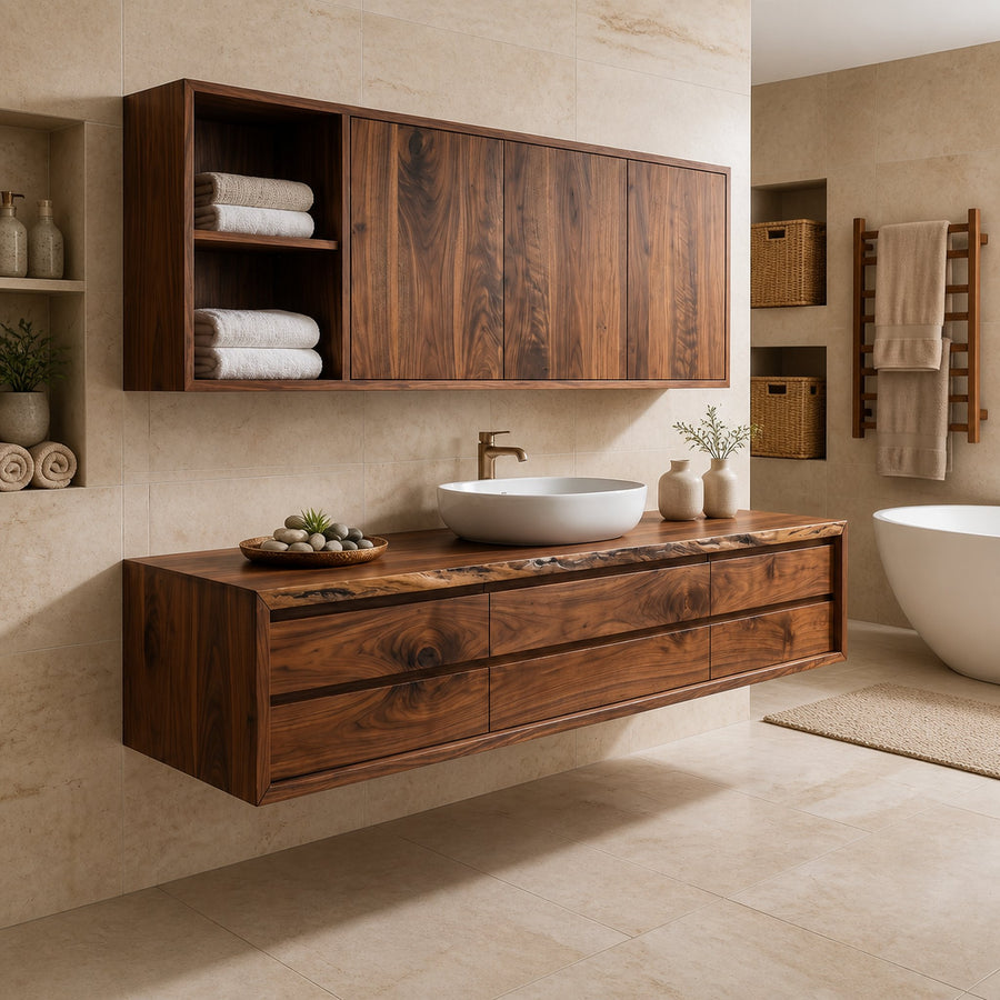 Floating Wooden Vanity Cabinet With Storage Master Bathroom