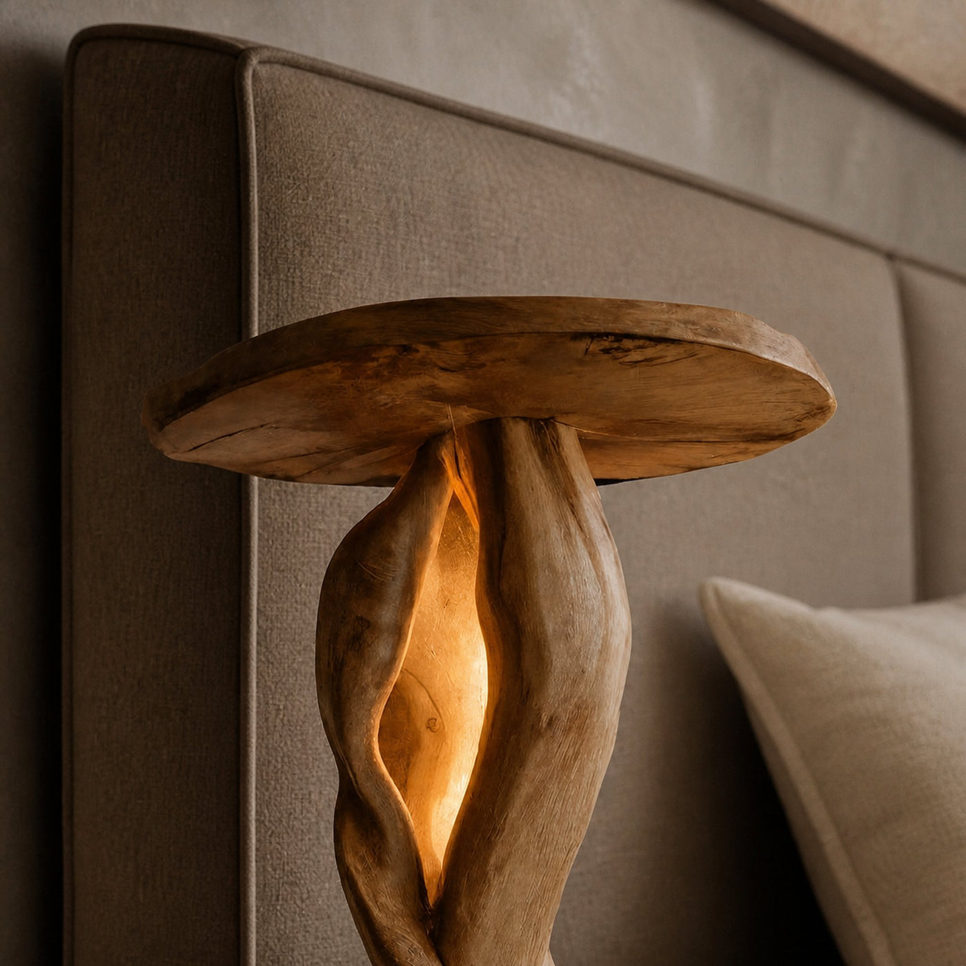 Hand-Carved Organic Table Light For Bedroom Decor - product view 2