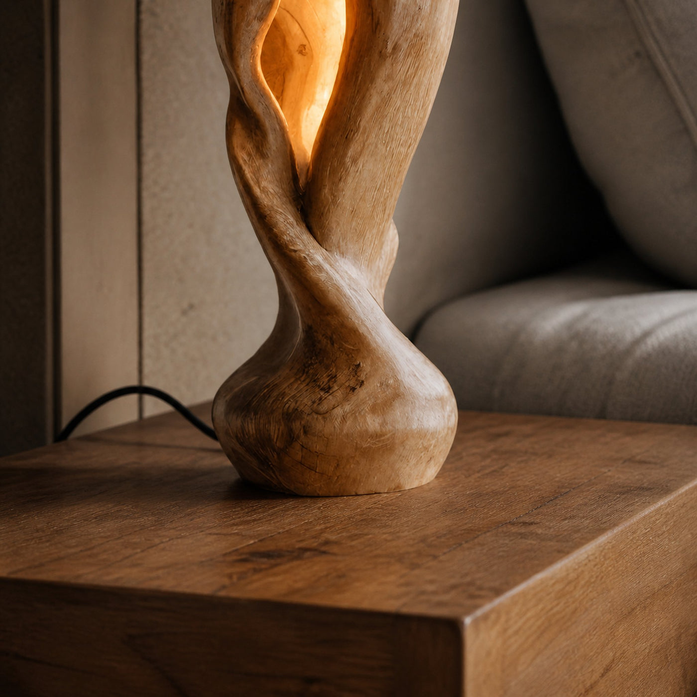 Hand-Carved Organic Table Light For Bedroom Decor - product view 3