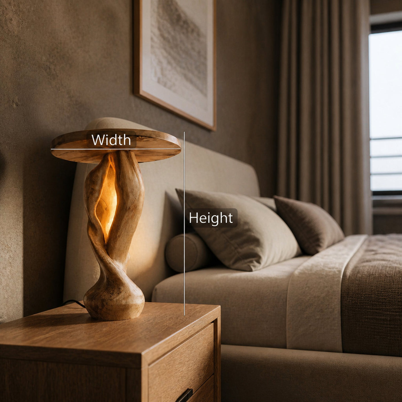Hand-Carved Organic Table Light For Bedroom Decor - product view 6
