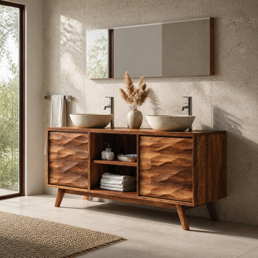 Handcrafted Bathroom Vanity Wave Doors Design For Bathroom