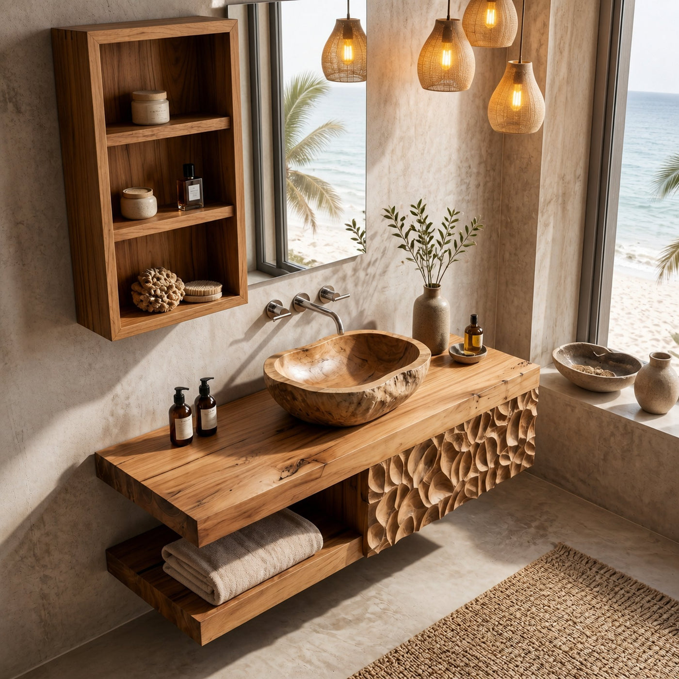 Handcrafted Floating Bathroom Vanity For Bathroom - product view 2