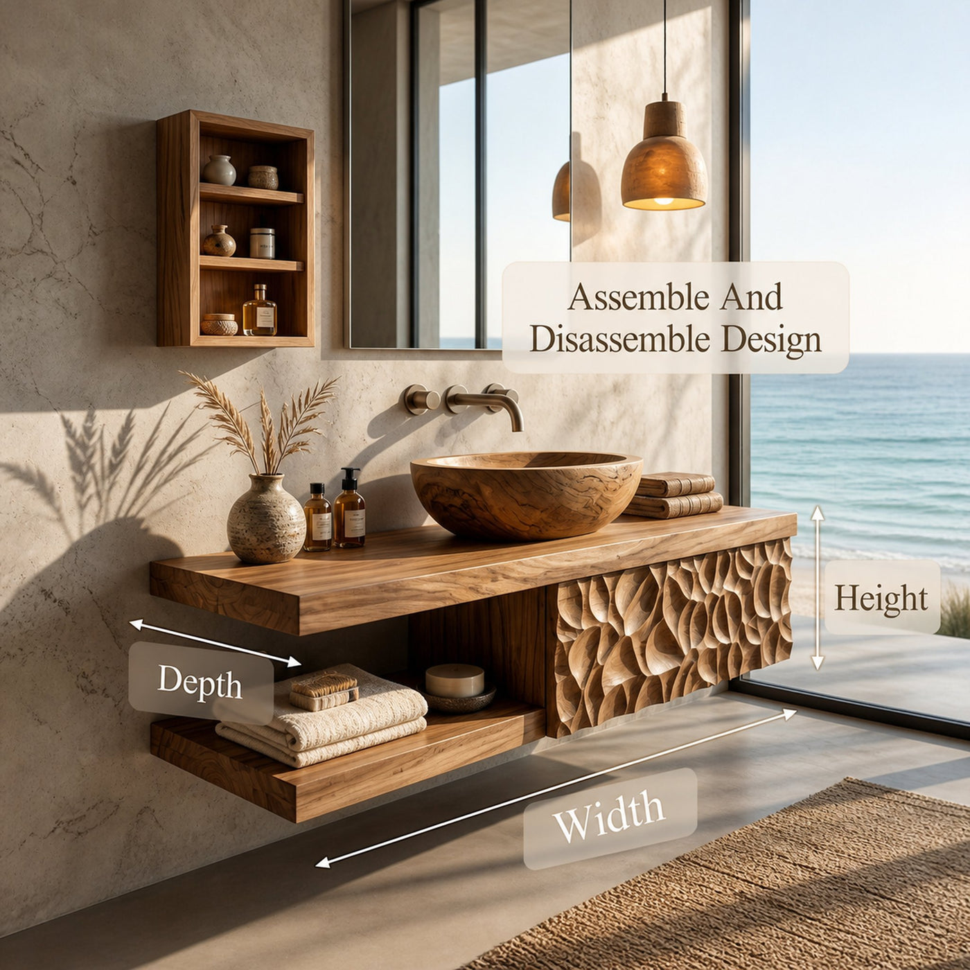 Handcrafted Floating Bathroom Vanity For Bathroom - product view 8