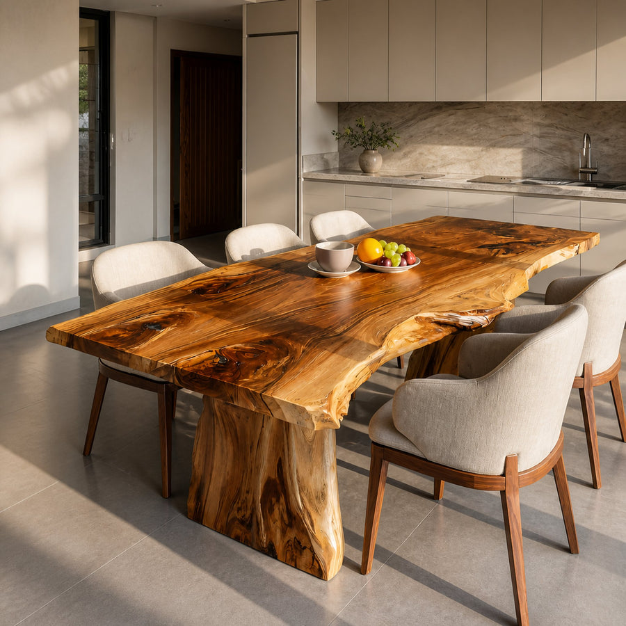 Handcrafted Live Edge Dining Table For Modern Kitchen