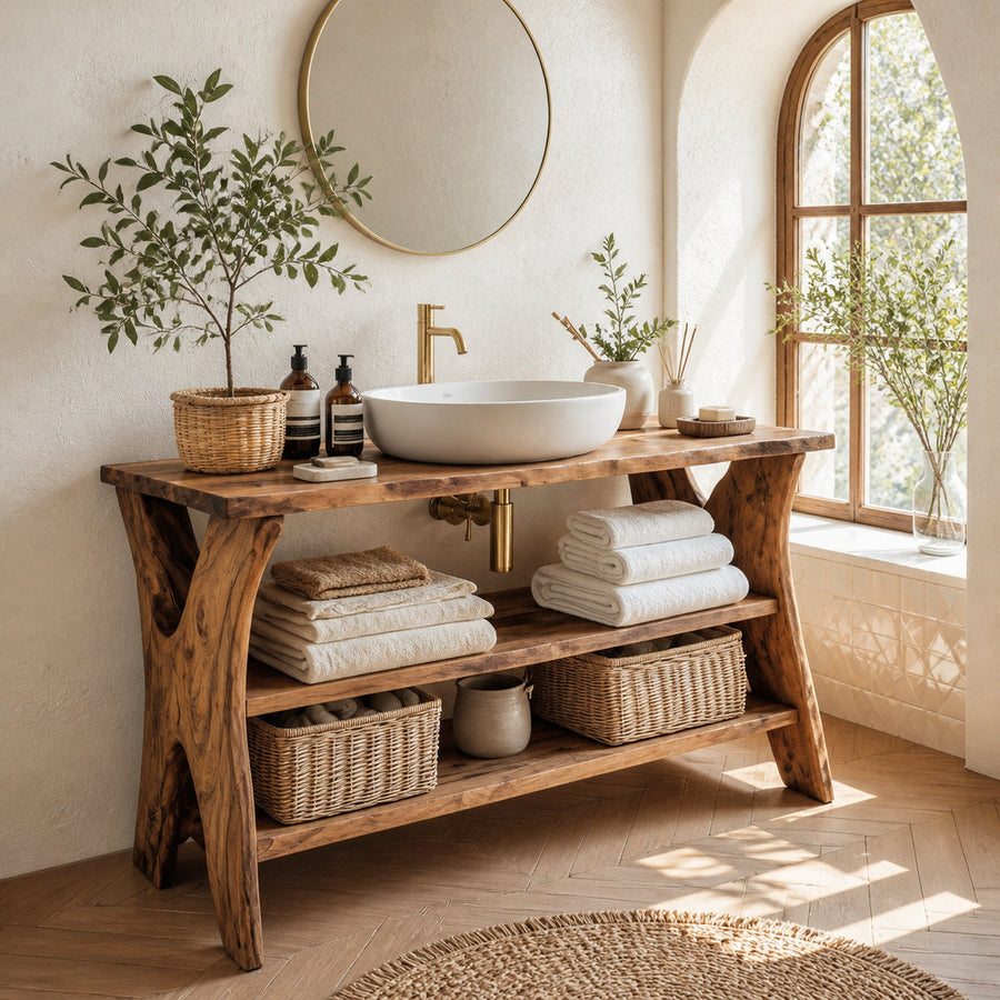 Handcrafted Live Edge Vanity For Bathroom Functionality