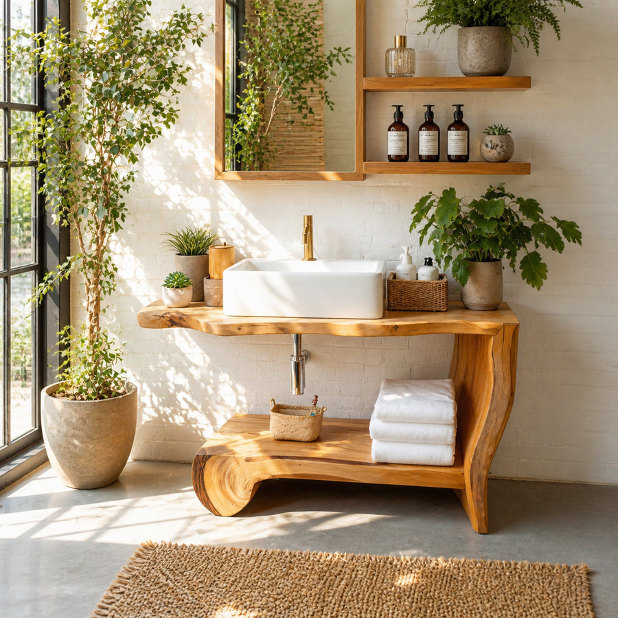 Handcrafted Live Edge Vanity For Elegant Bathroom