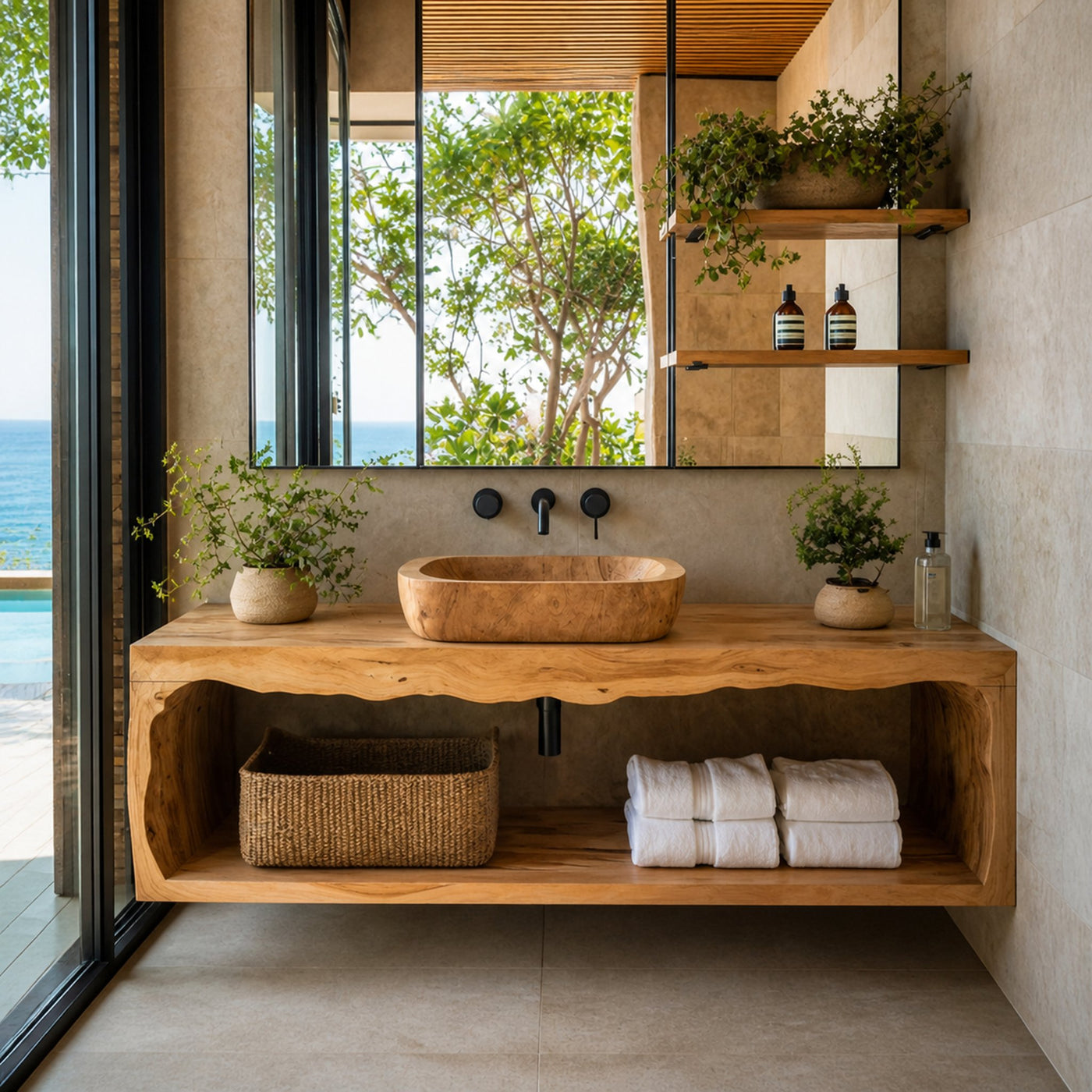Handcrafted Live Edge Vanity For Modern Bathroom Style