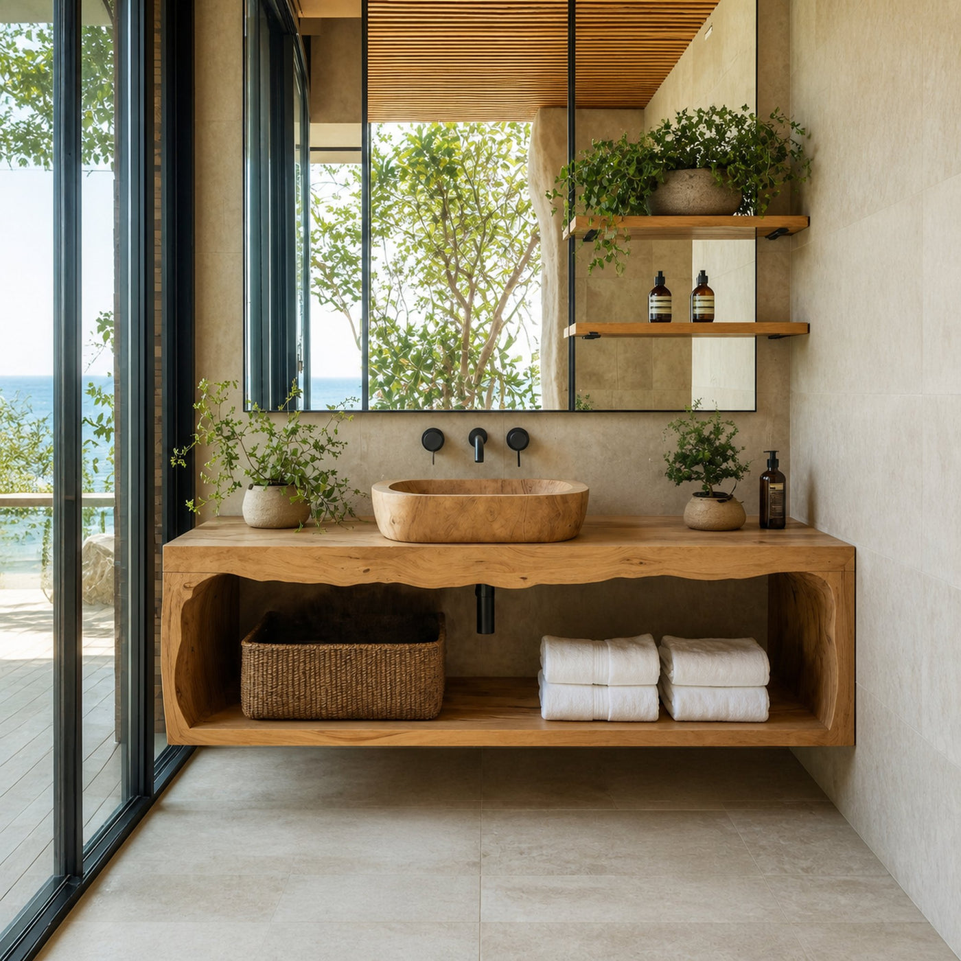Handcrafted Live Edge Vanity For Modern Bathroom Style - product view 2