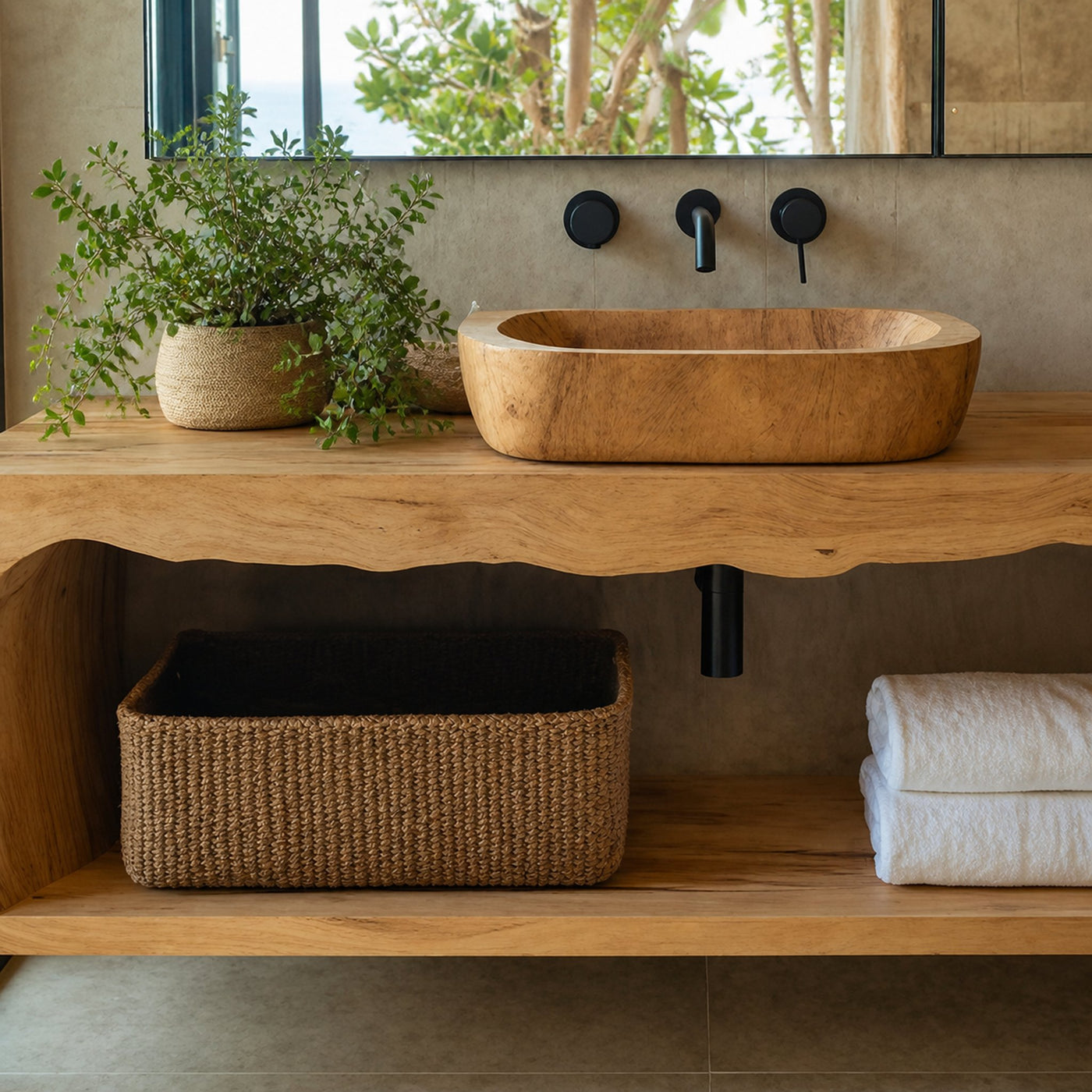 Handcrafted Live Edge Vanity For Modern Bathroom Style - product view 3