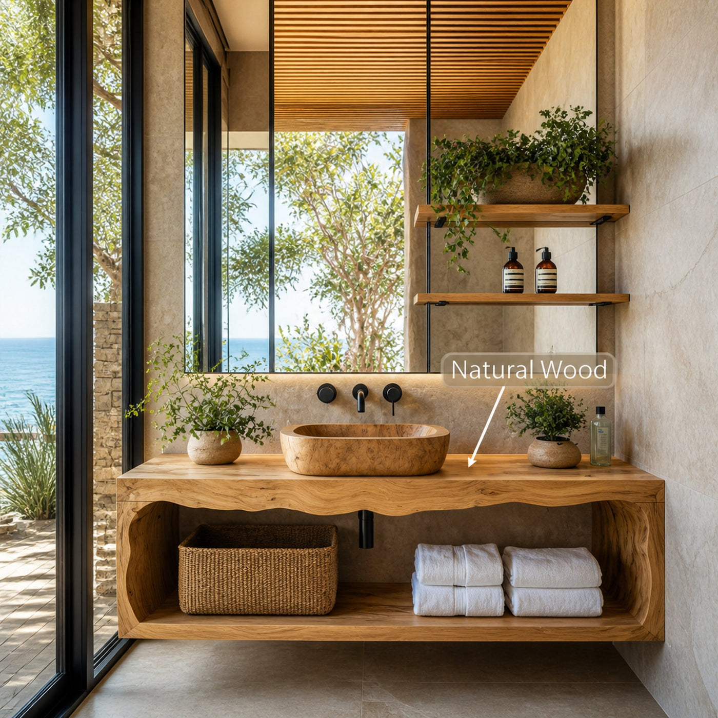Handcrafted Live Edge Vanity For Modern Bathroom Style - product view 5