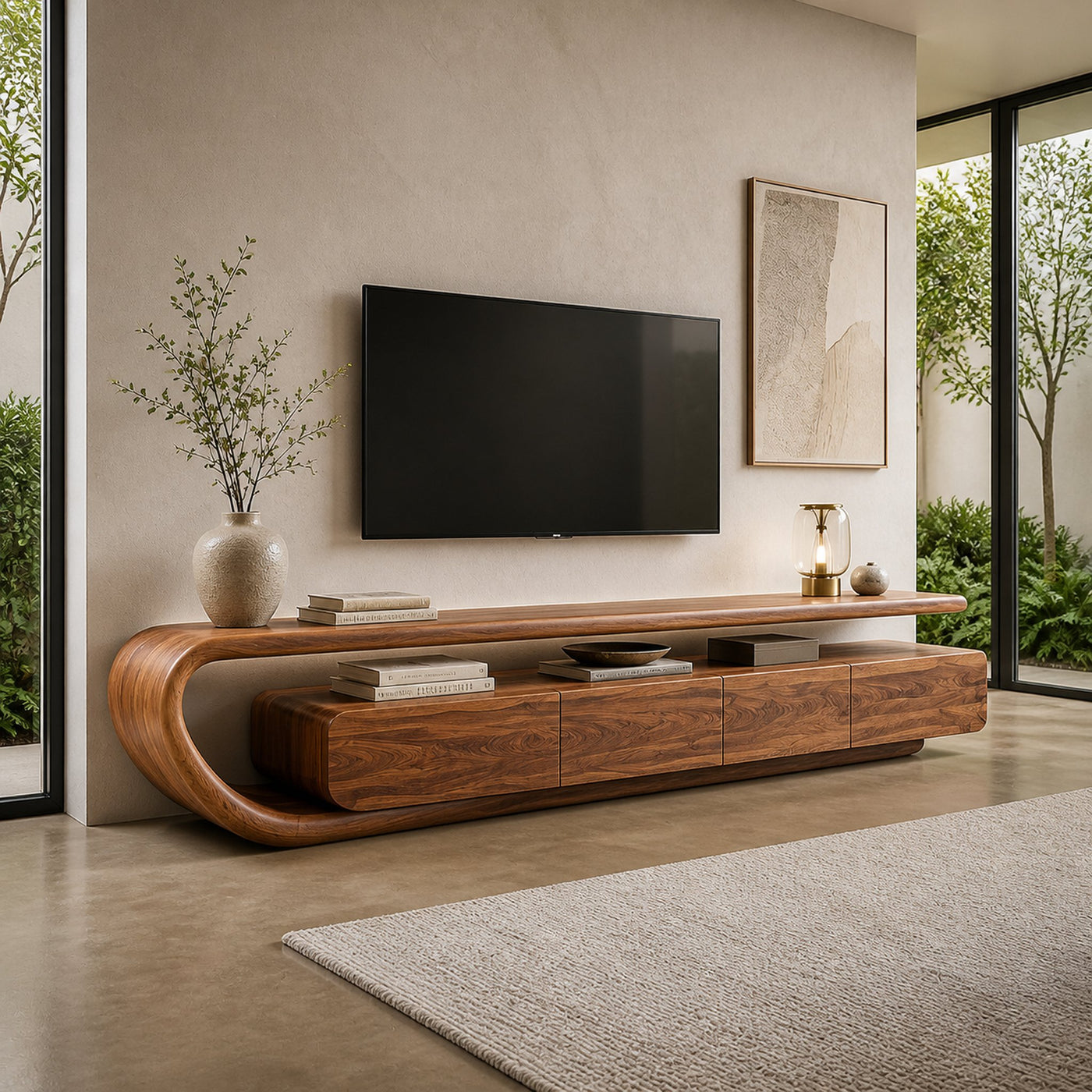 Handcrafted Natural Wood TV Console For Luxury Interior - product view 6