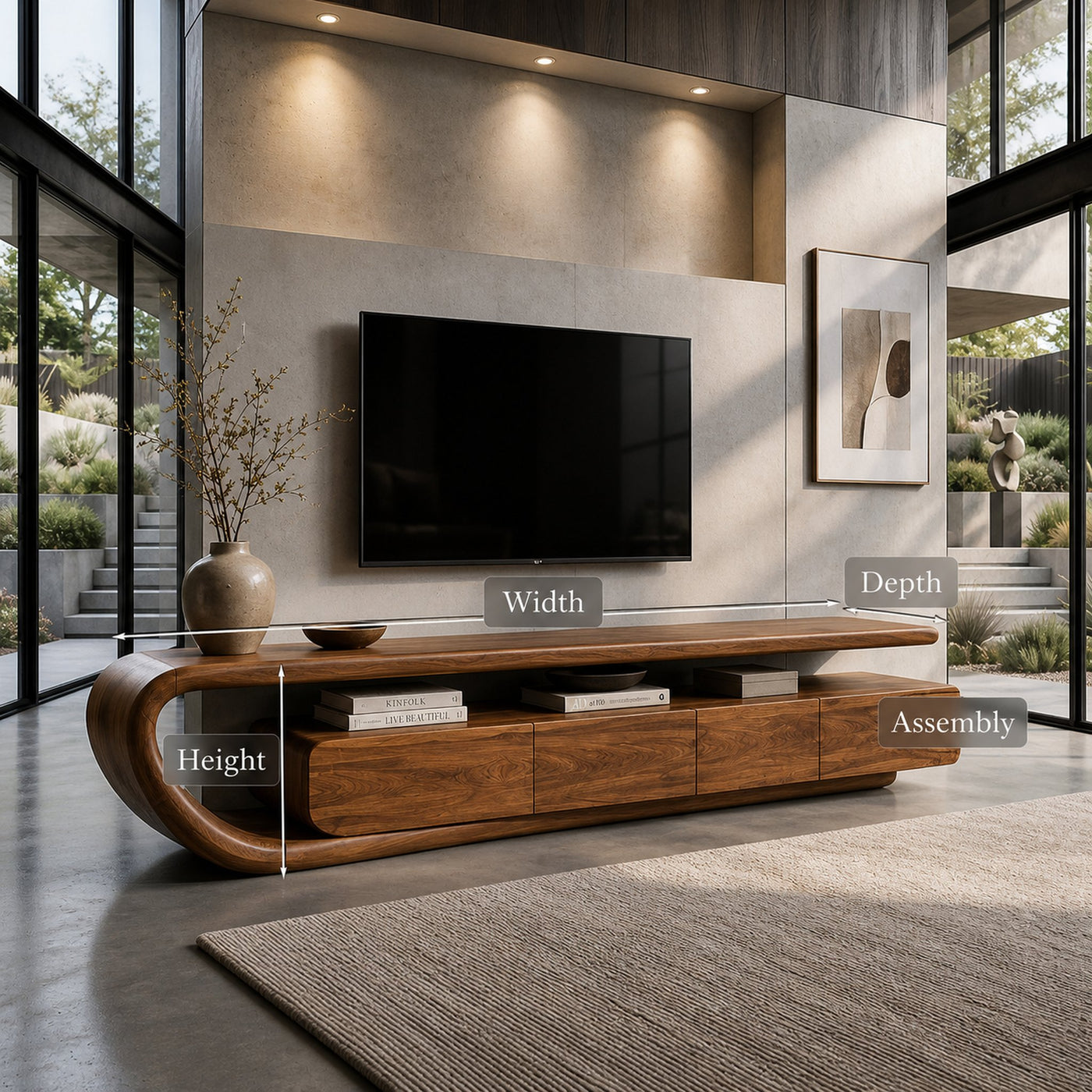 Handcrafted Natural Wood TV Console For Luxury Interior - product view 8