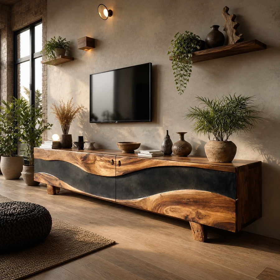 Handcrafted Solid TV Console For Bedroom Decor