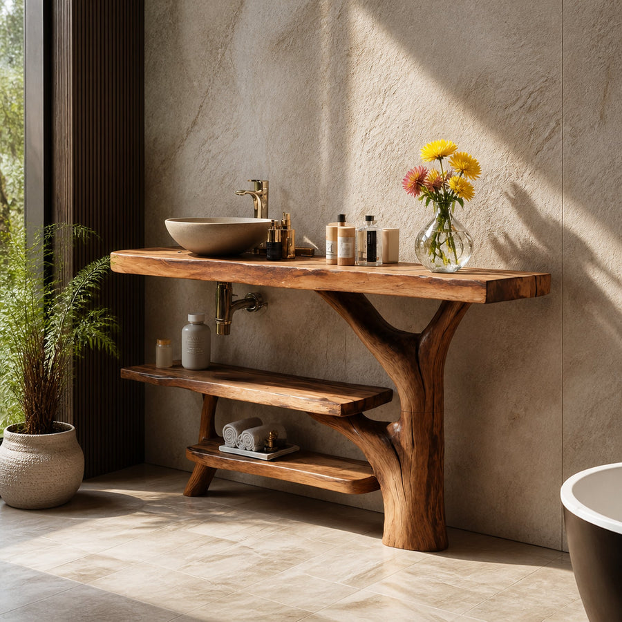 Handcrafted Solid Wood Bathroom Vanity For Elegant Furniture Home Design