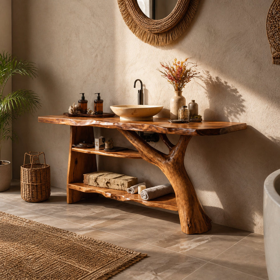 Handcrafted Solid Wood Bathroom Vanity For Modern Rustic Bathroom Design