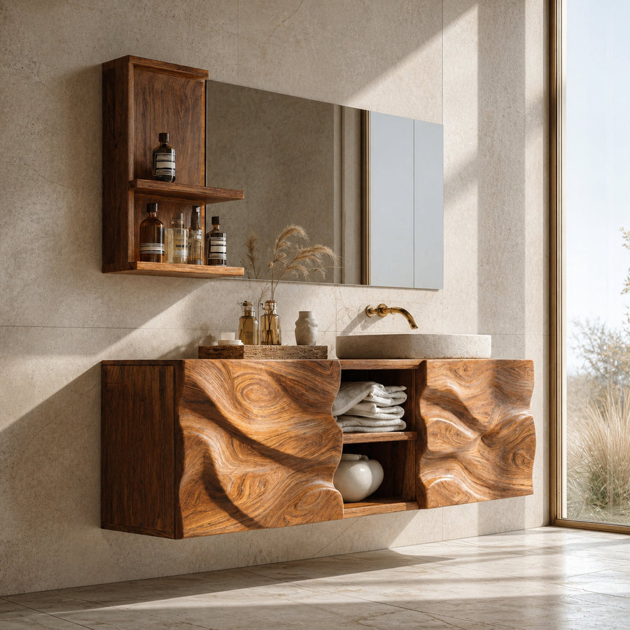 Handcrafted Wall Bathroom Vanity For Modern Bathroom