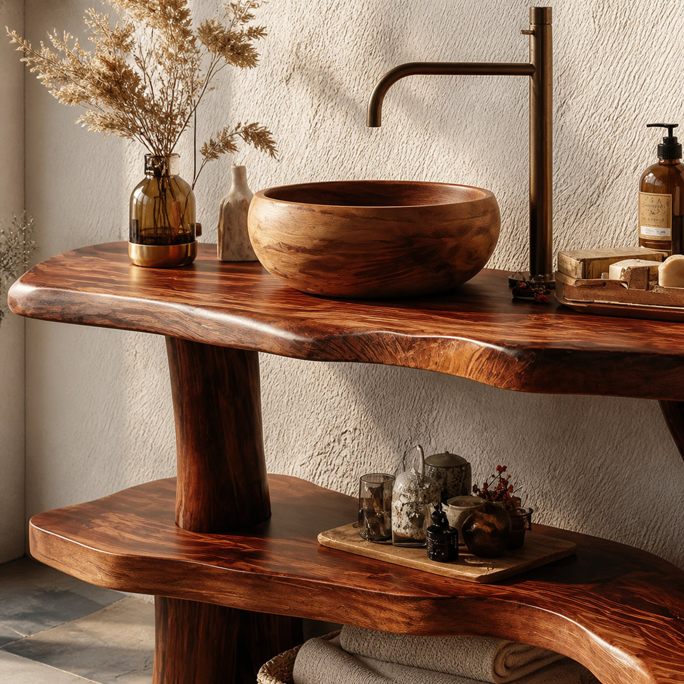 Handcrafted Wooden Live Edge Bathroom Vanity For Bathroom Interior - product view 4