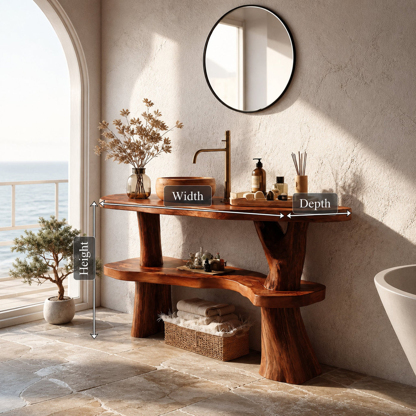 Handcrafted Wooden Live Edge Bathroom Vanity For Bathroom Interior - product view 7
