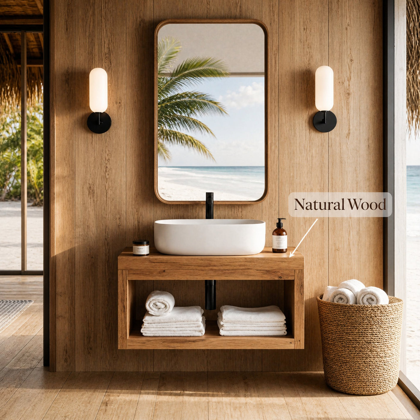 Handcrafted Wooden Vanity For Bathroom Furniture - product view 5