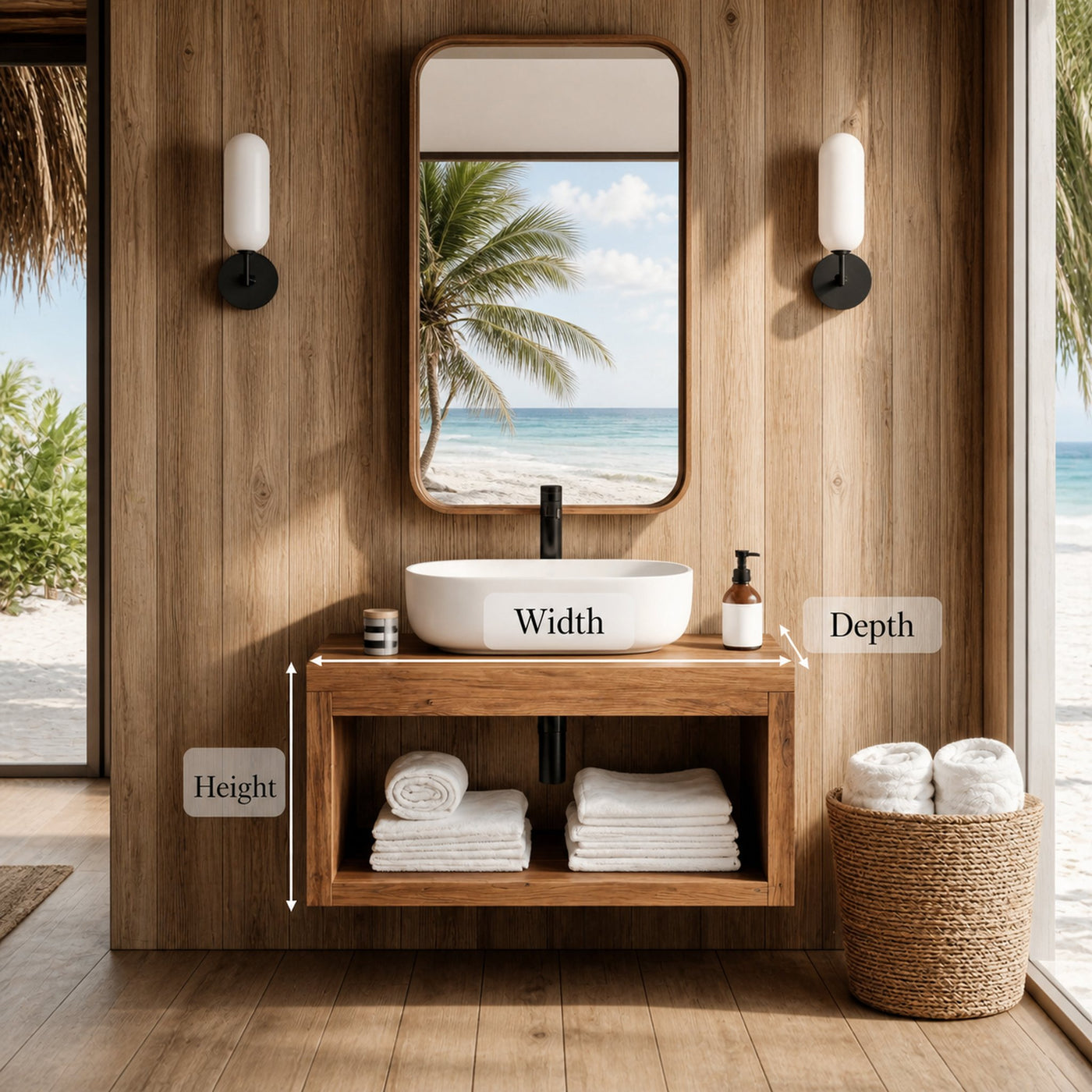 Handcrafted Wooden Vanity For Bathroom Furniture - product view 6