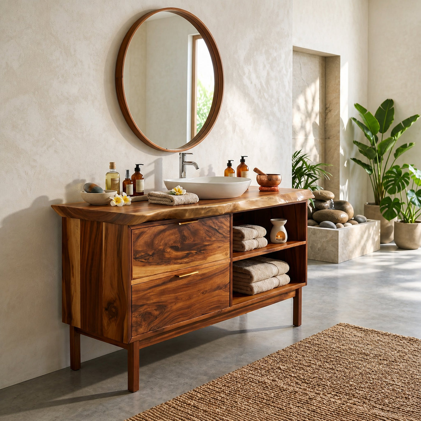 Handmade Wood Sink Cabinet For Powder Room