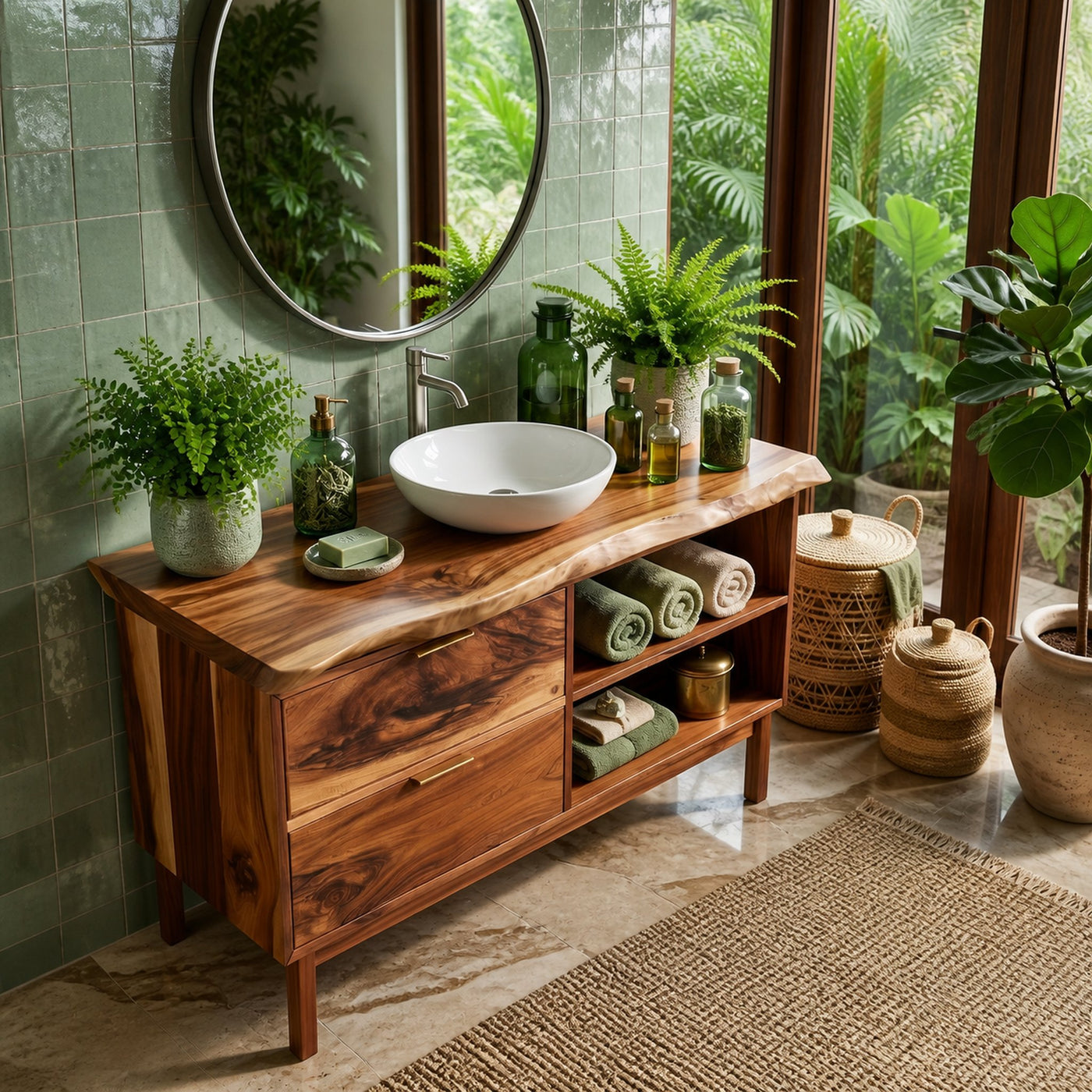 Handmade Wood Sink Cabinet For Powder Room - product view 2
