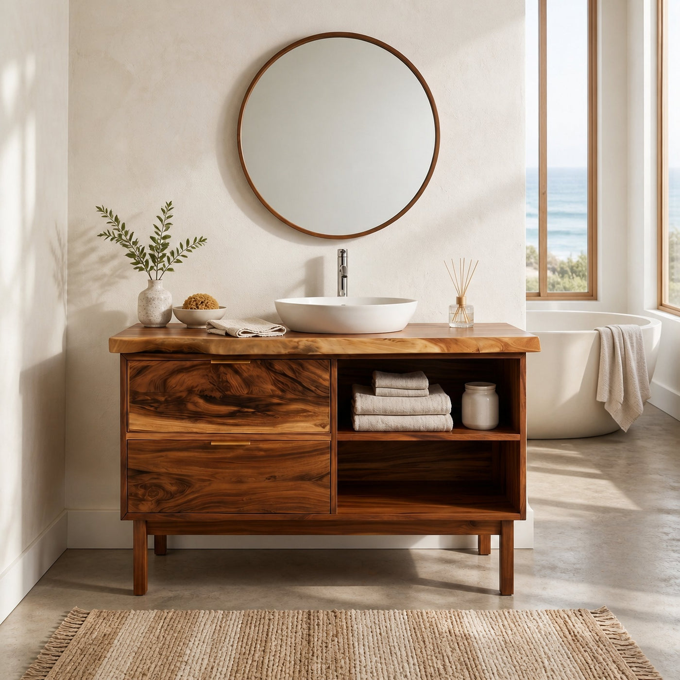 Handmade Wood Sink Cabinet For Powder Room - product view 3