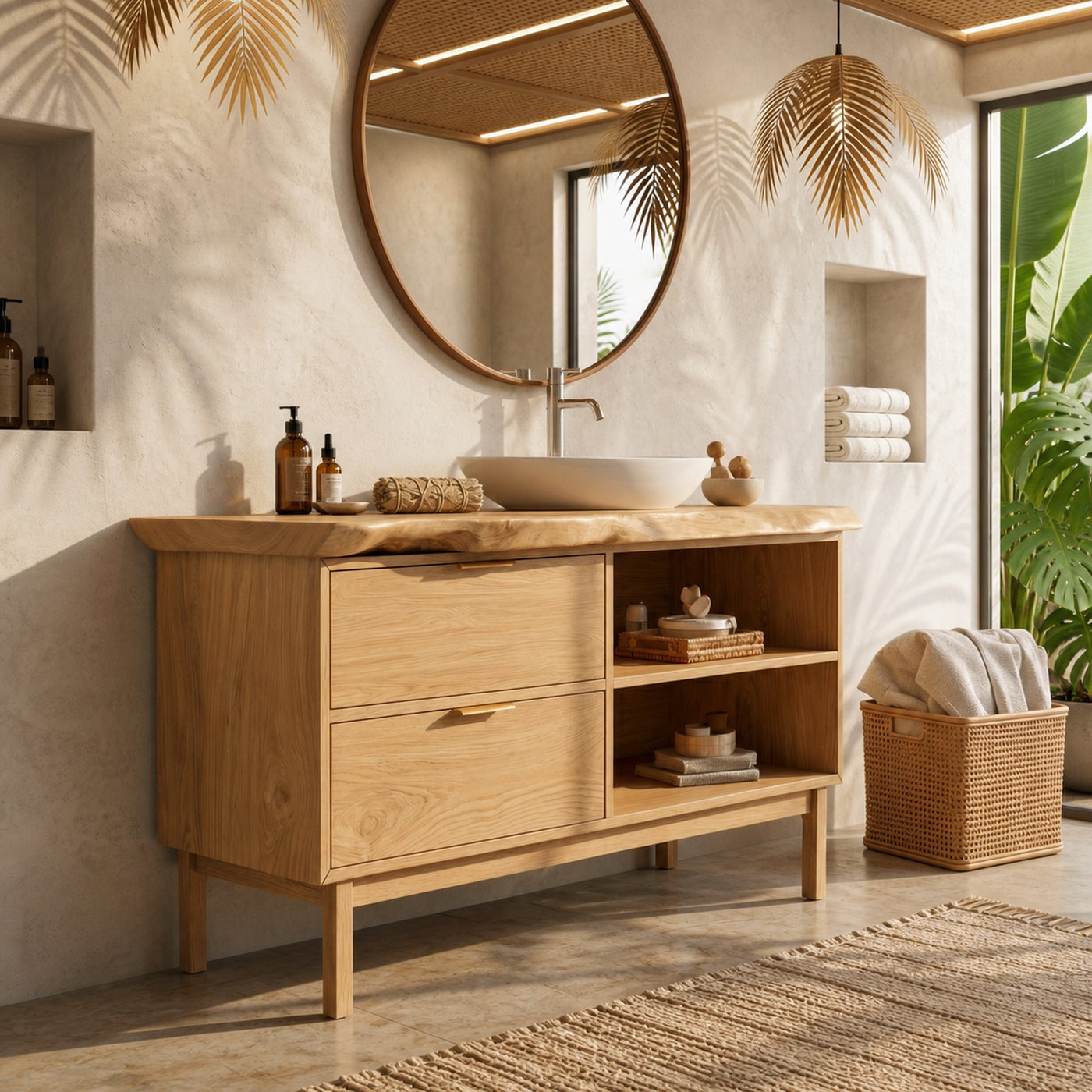Handmade Wood Sink Cabinet For Powder Room - product view 5